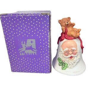 Santa Porcelain Christmas Bell in Box 4.25"